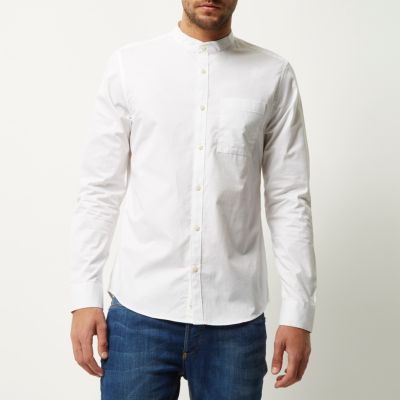 White twill grandad shirt